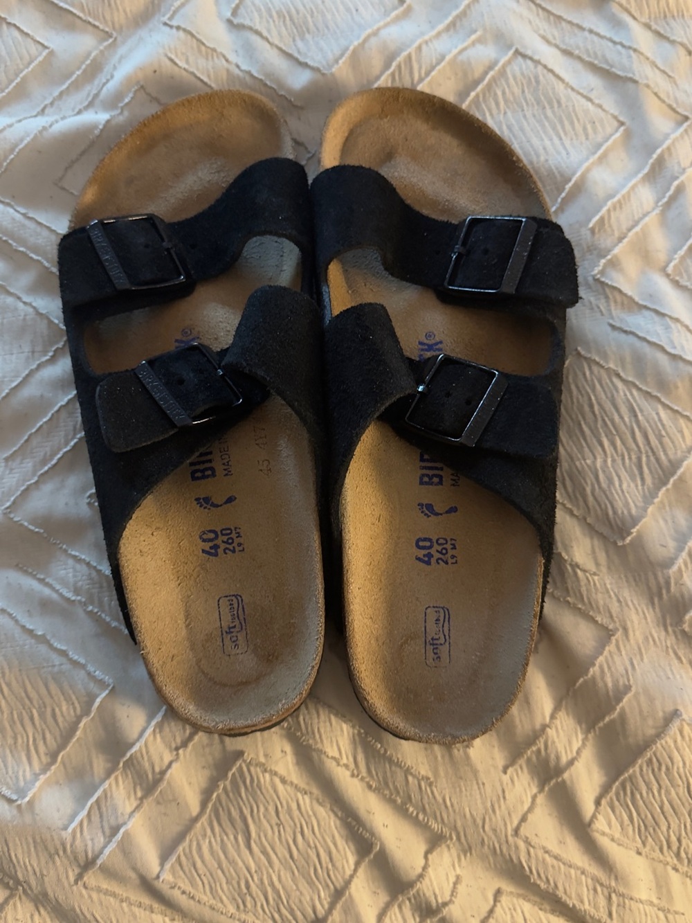 Birkenstock Black Two-Strap Womans Suede Sandals